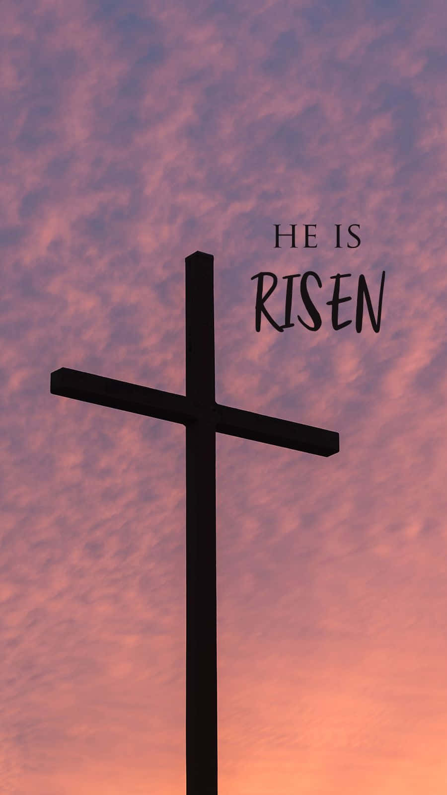 Christ Is Risen Cross Silhouette Purple Sunset Wallpaper