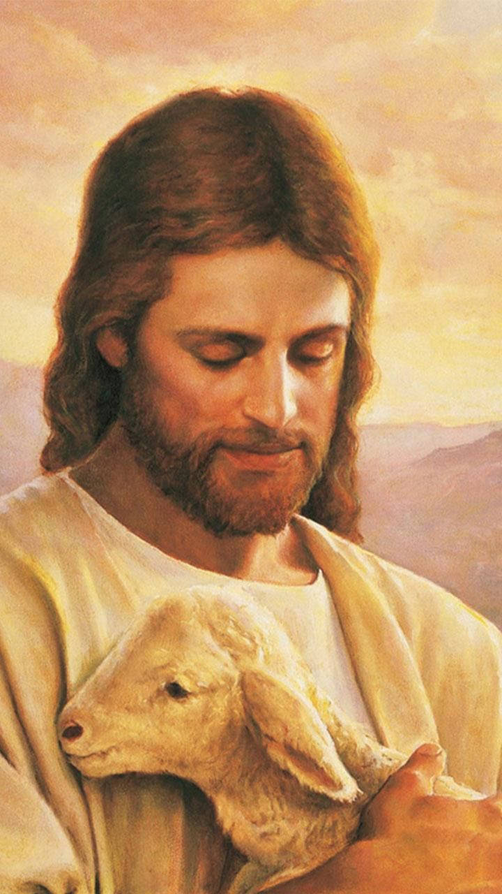 Christ With Baby Sheep Jesus Phone