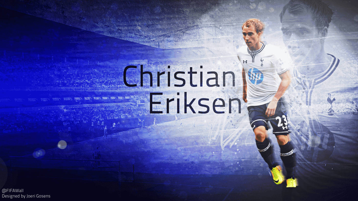 Christian Eriksen Blue And White Backdrop Wallpaper