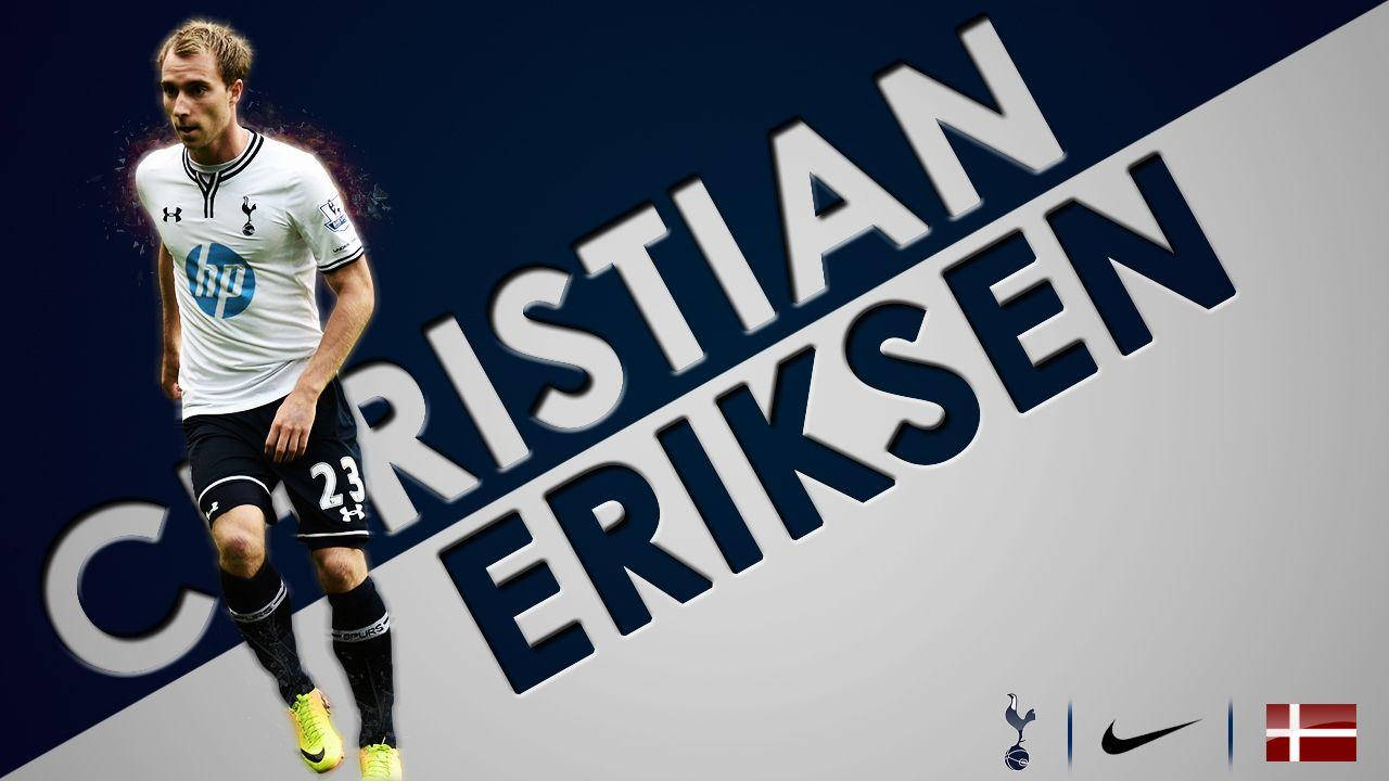 Christian Eriksen Running With His Name Behind Him Wallpaper