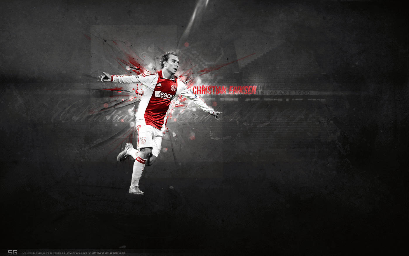 Christian Eriksen With Red And White Color Filter Wallpaper