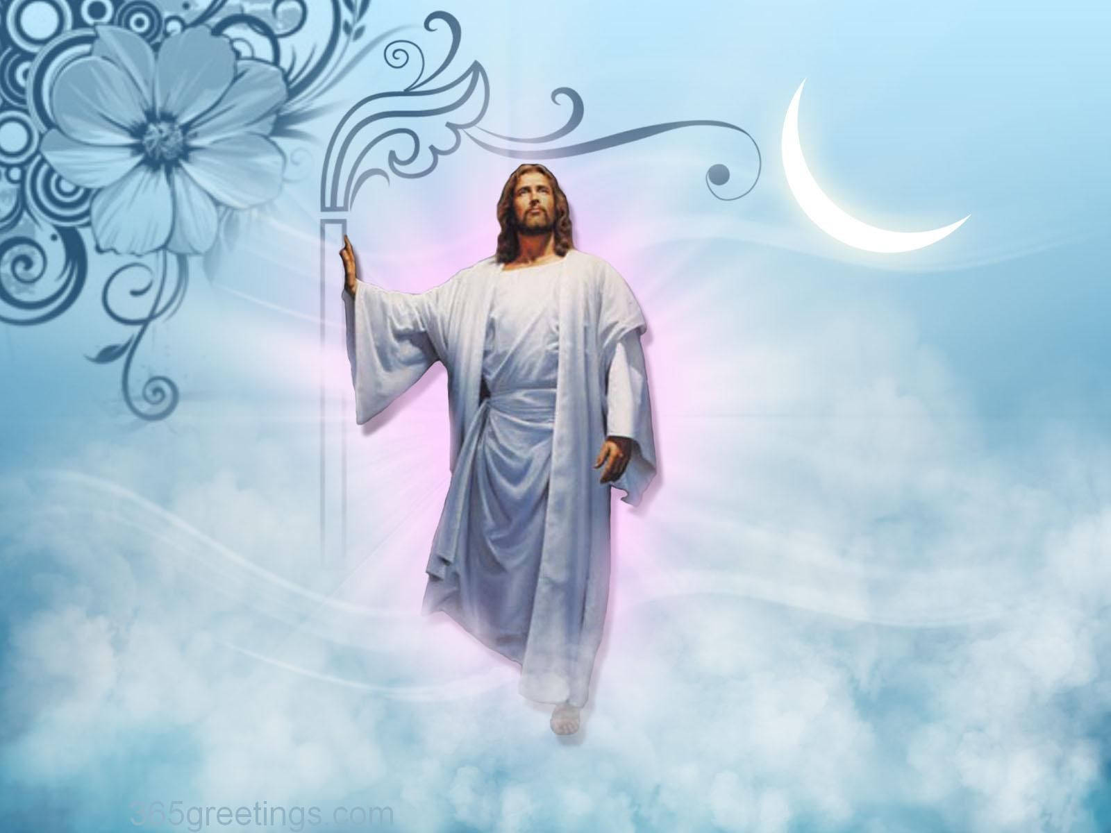 Christian God Emerges From Clouds Background