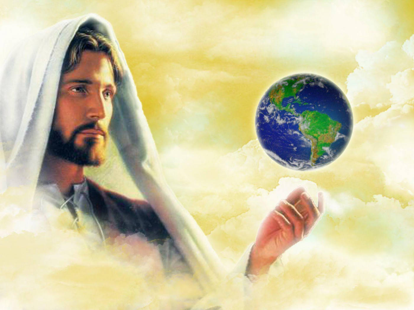 Christian God Holding Up The Earth Background