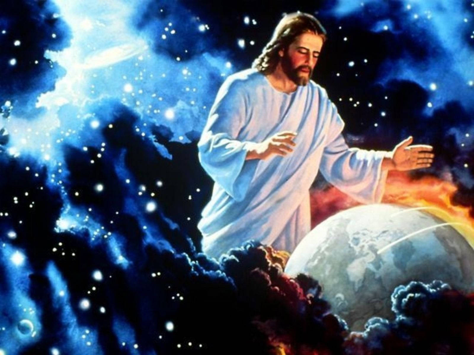 Christian God Looking Over The Earth Background