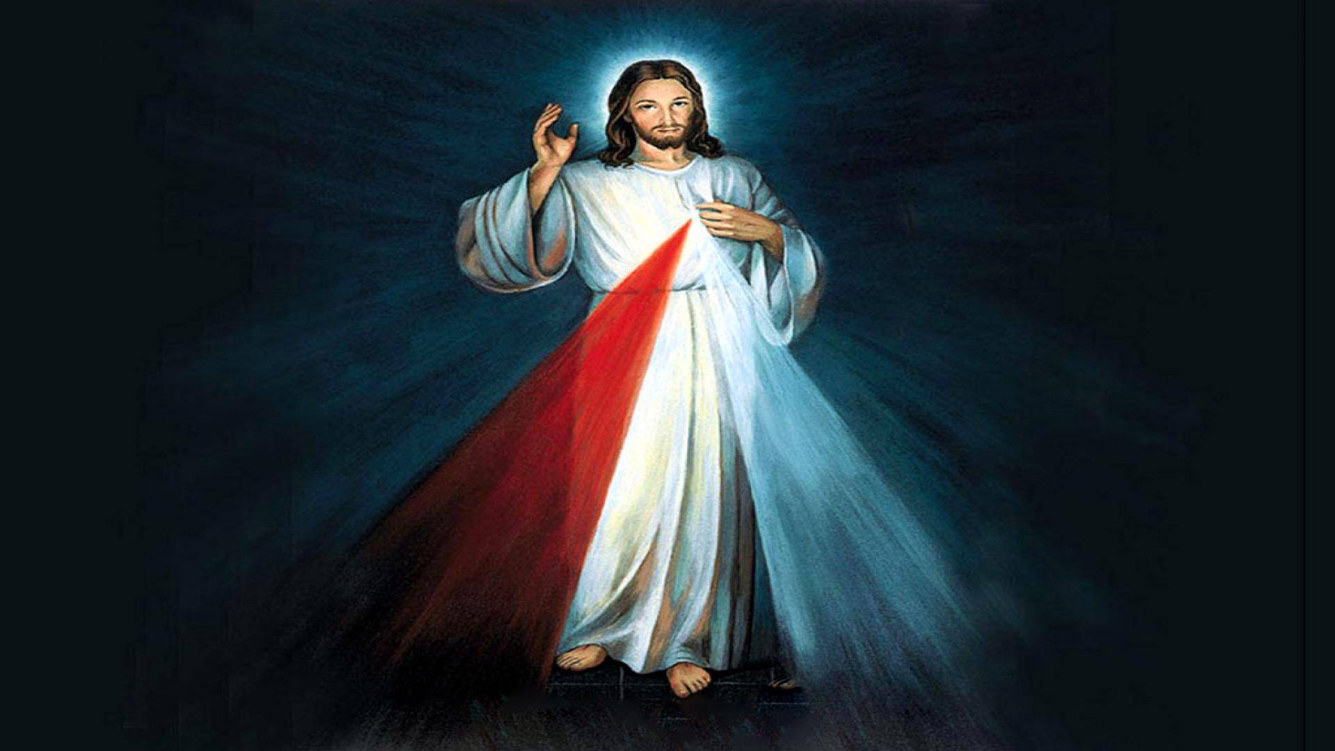 Christian God With Red And White Light Wallpaper