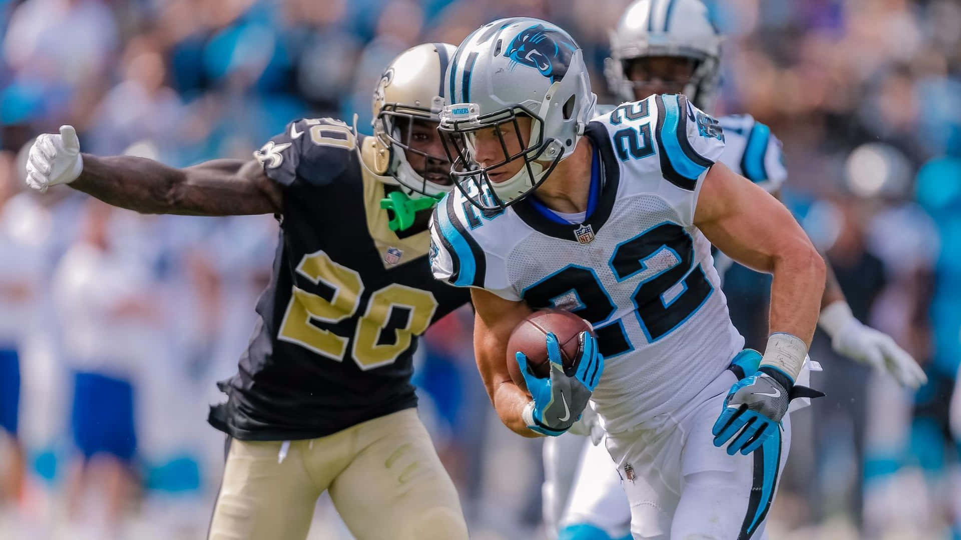 Christian Mccaffrey of the Carolina Panthers at Soldier Field Wallpaper