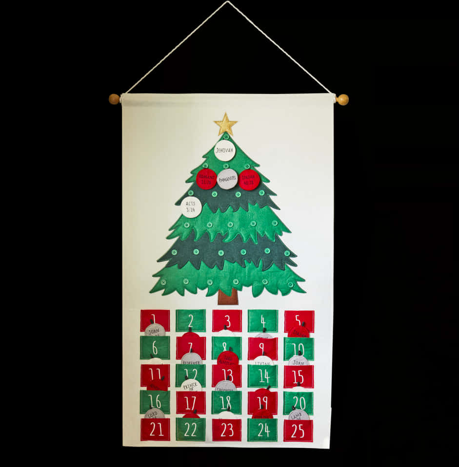 Christmas Advent Calendar Wall Hanging PNG