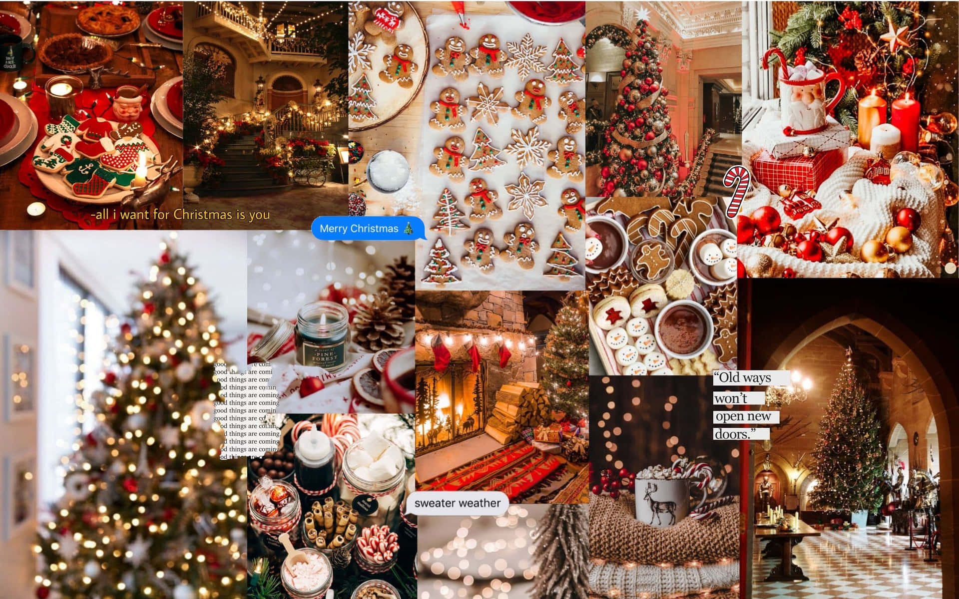 Christmas Aesthetic Collage Warm Festive Moments Wallpaper