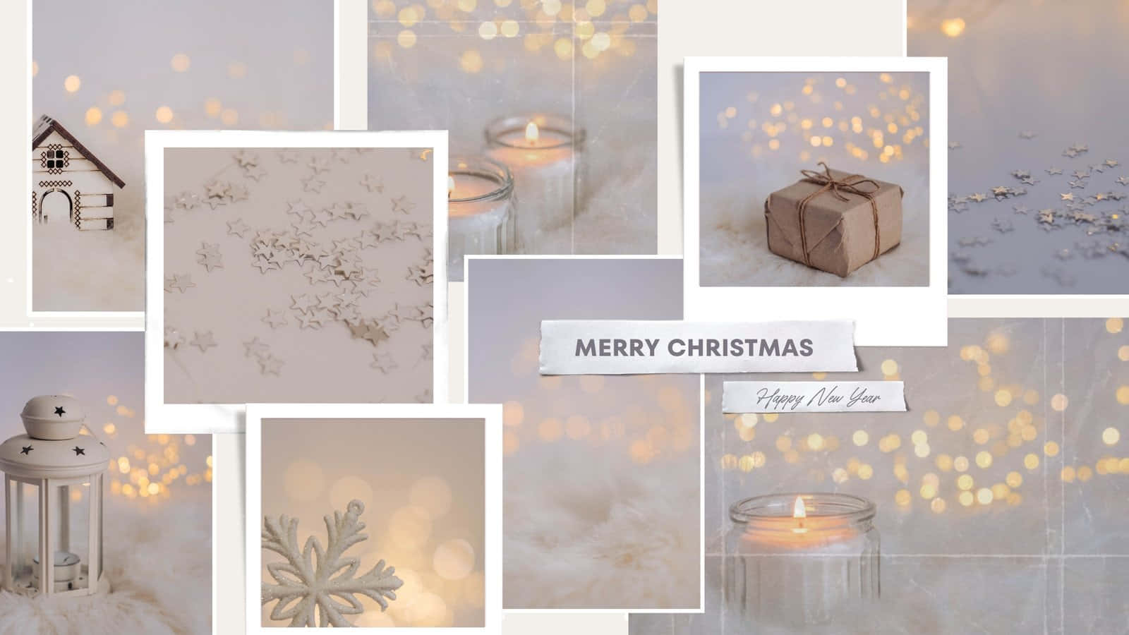 Christmas Aesthetic Collage Warm Tones Wallpaper
