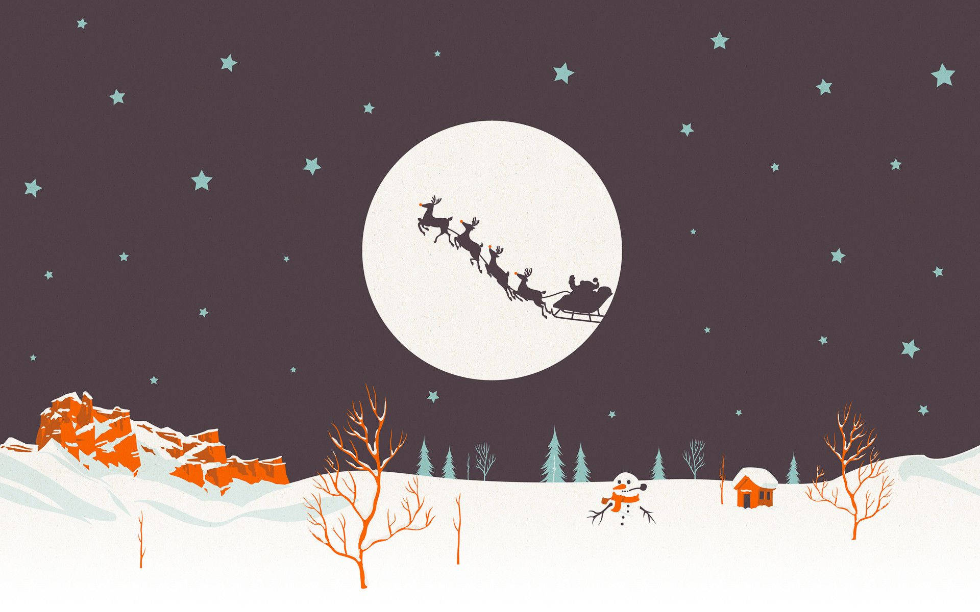 Christmas Aesthetic Desktop Flying Santa Wallpaper