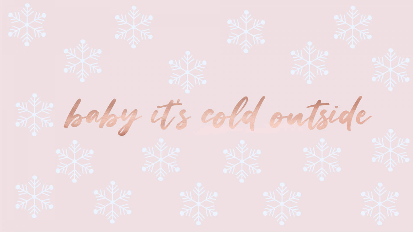 Christmas Aesthetic Desktop Pink Snowflakes Wallpaper