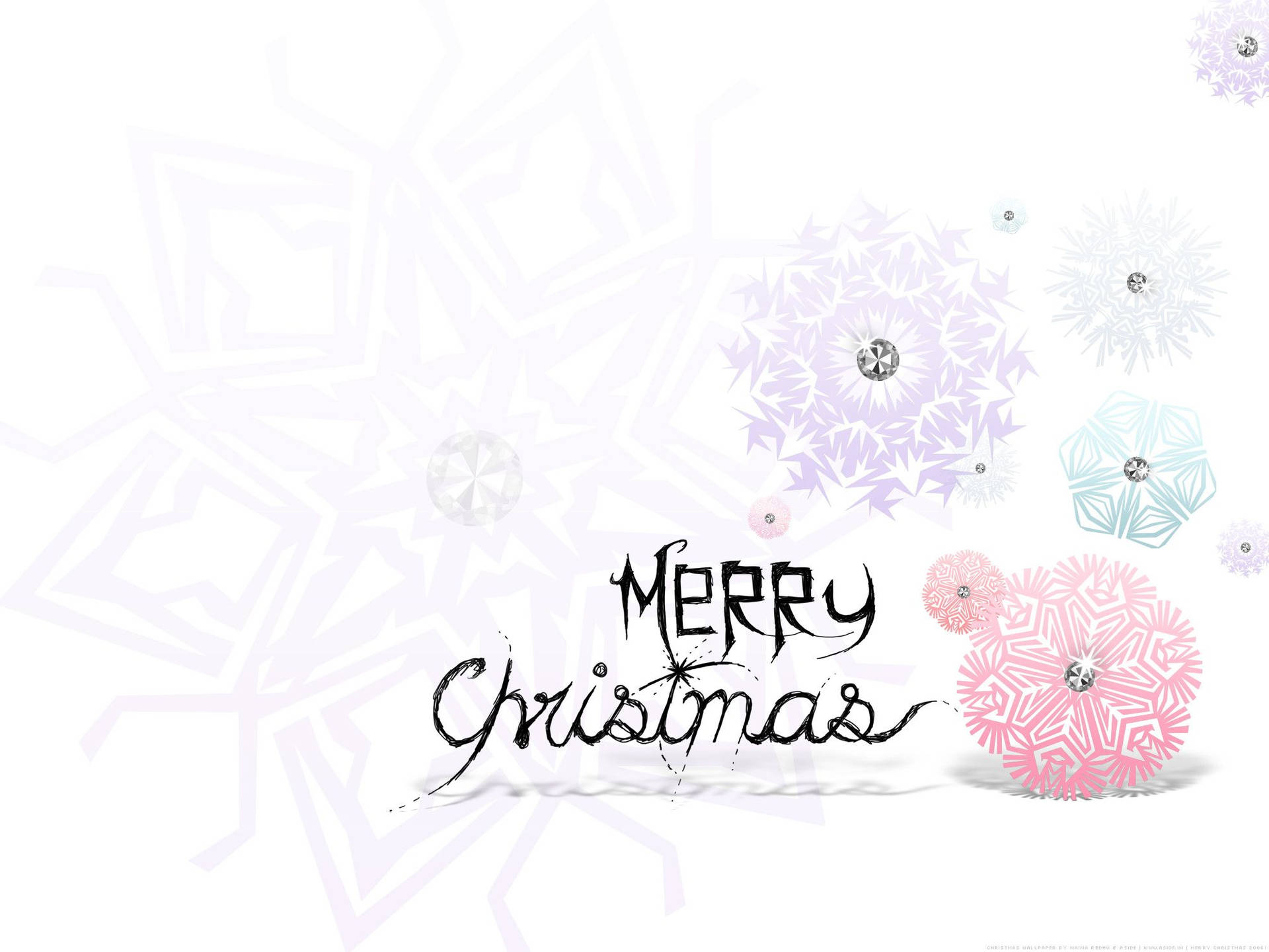 Christmas Aesthetic Desktop Snowflakes Cartoon Wallpaper