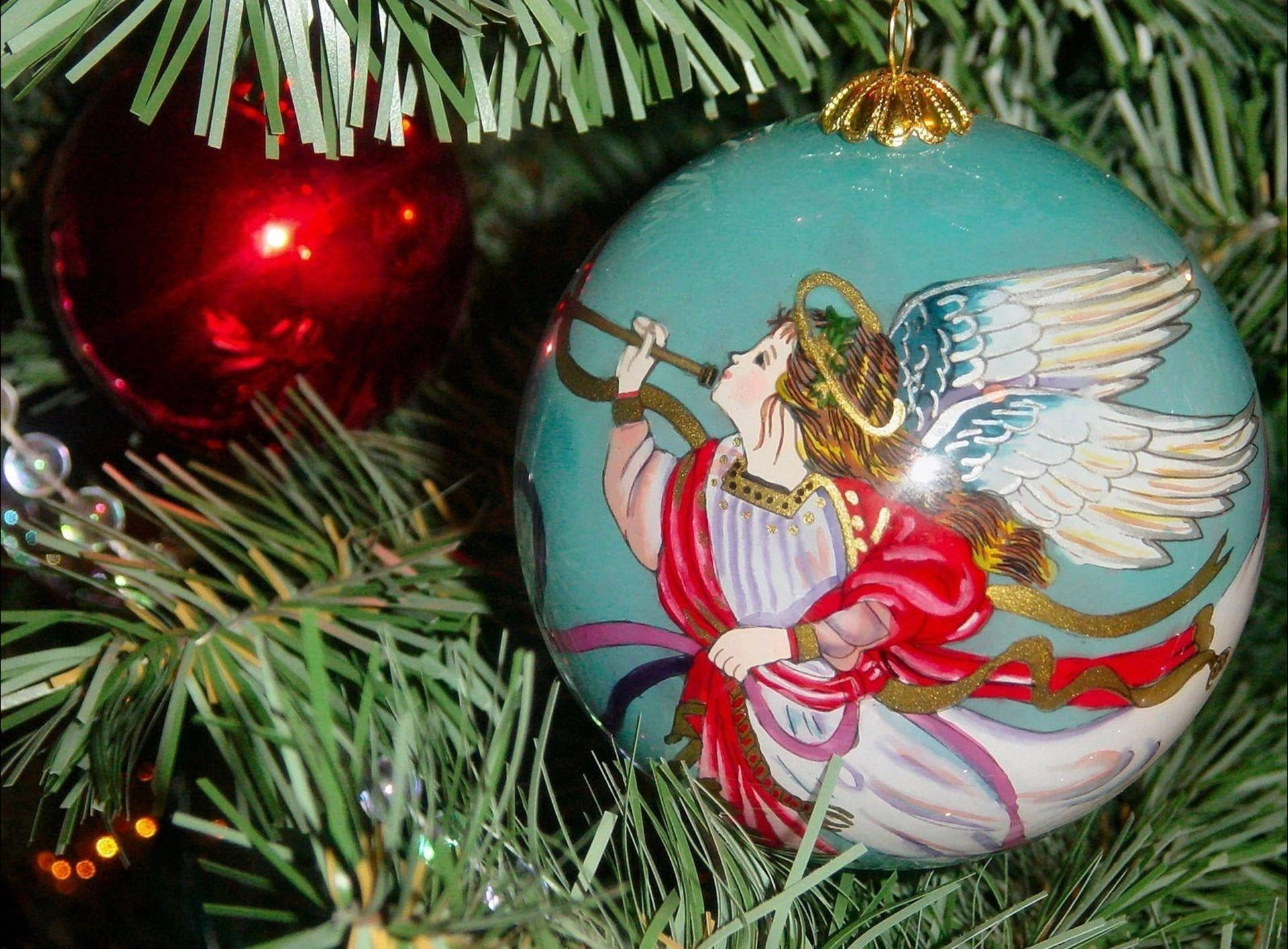 Christmas Angel Bauble Graphic Wallpaper