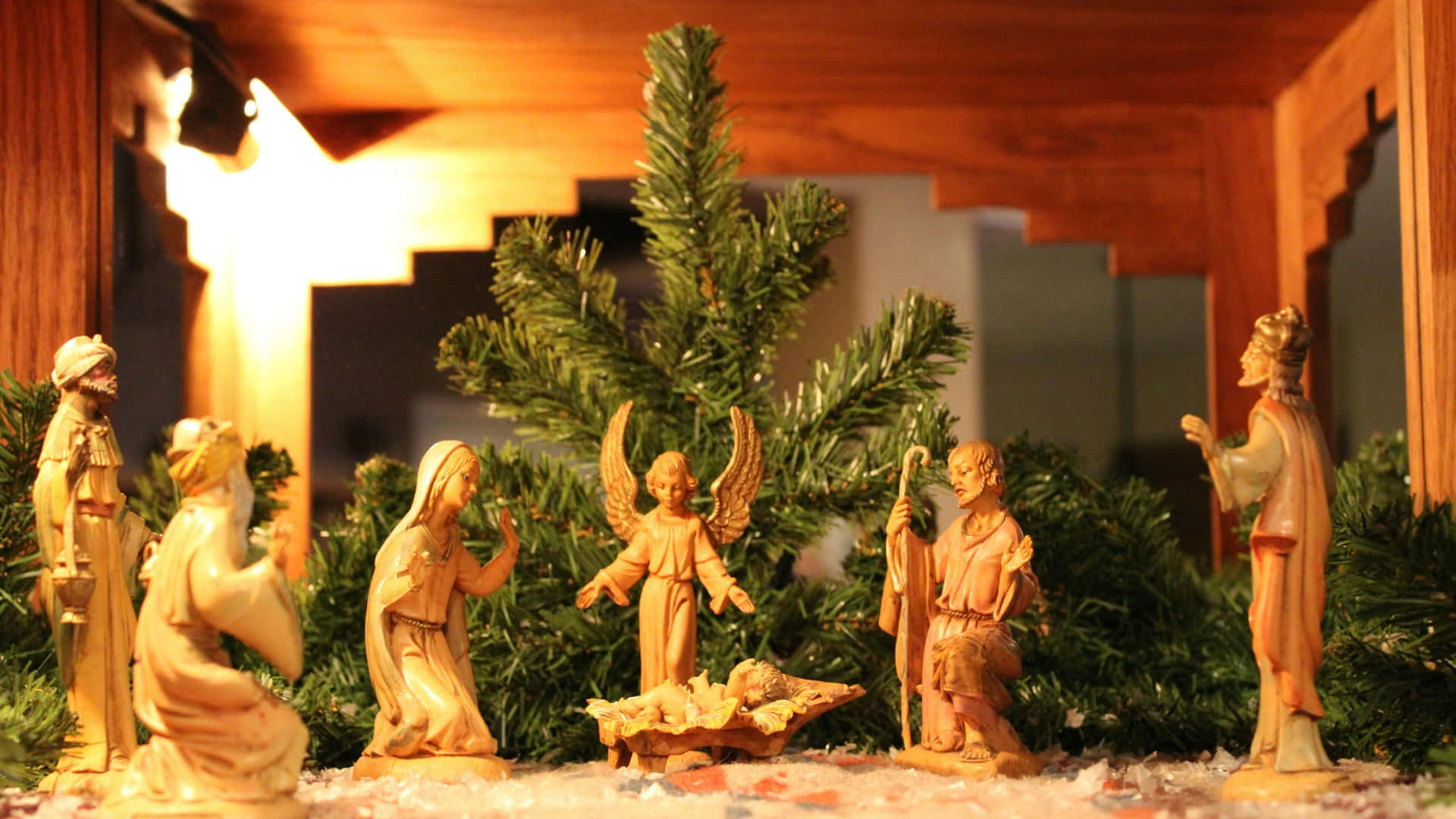Christmas Angel Nativity Scene Wallpaper