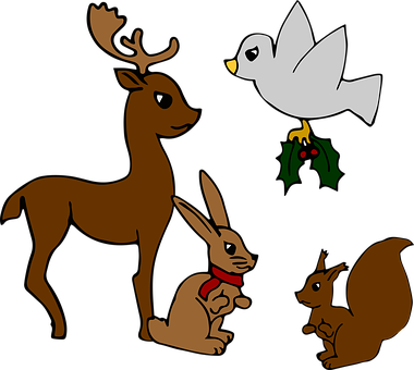 Christmas Animal Friends PNG