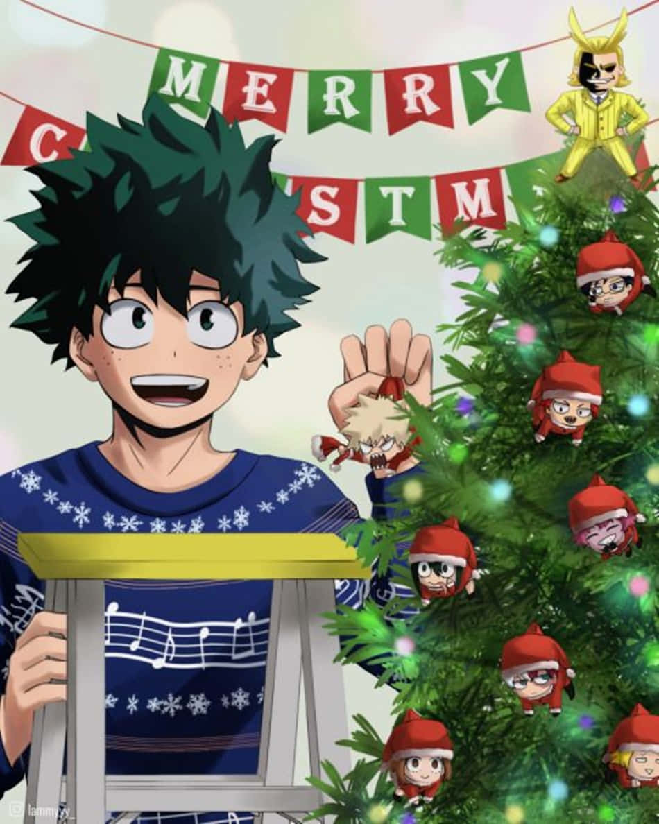 Chicosde Anime De Navidad Midoriya Fondo de pantalla