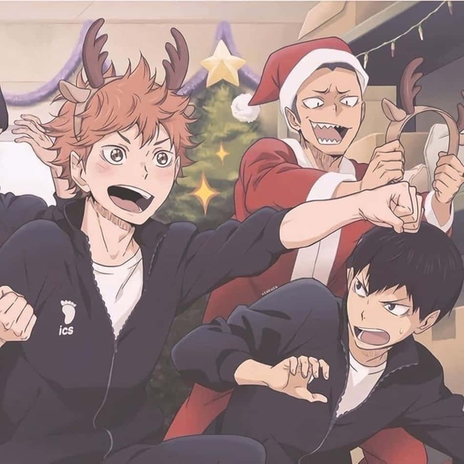 Celebrela Magia De La Navidad Con Estos Chicos De Anime. Fondo de pantalla