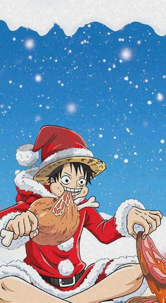 Duegiovani Ragazzi Anime Che Si Godono Insieme Il Natale. Sfondo
