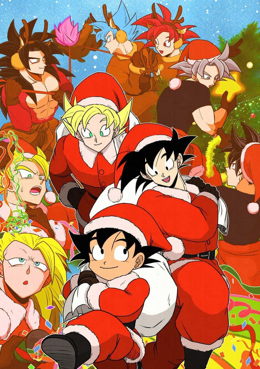 Apreciandoum Filme De Natal Com Meninos Anime Na Tela Do Seu Computador Ou Celular. Papel de Parede