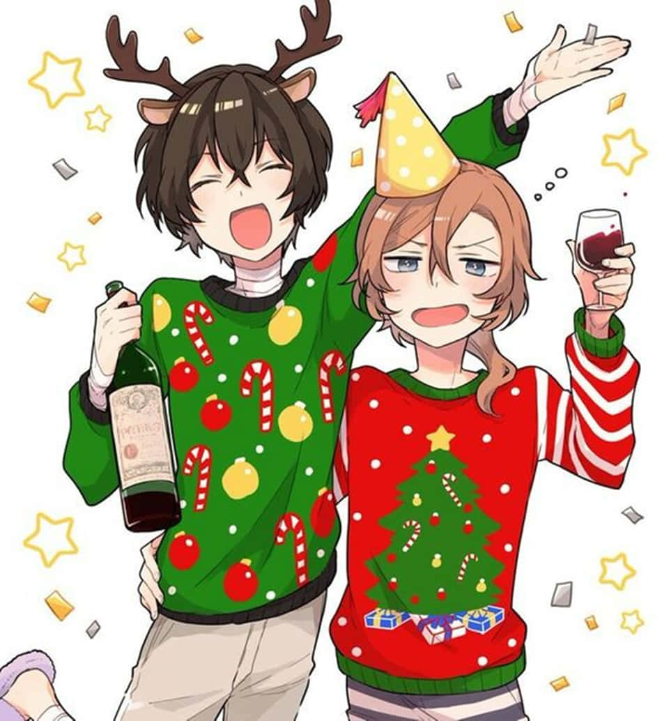Apreciandoas Festas: Diversão De Natal Com Rapazes Anime. Papel de Parede