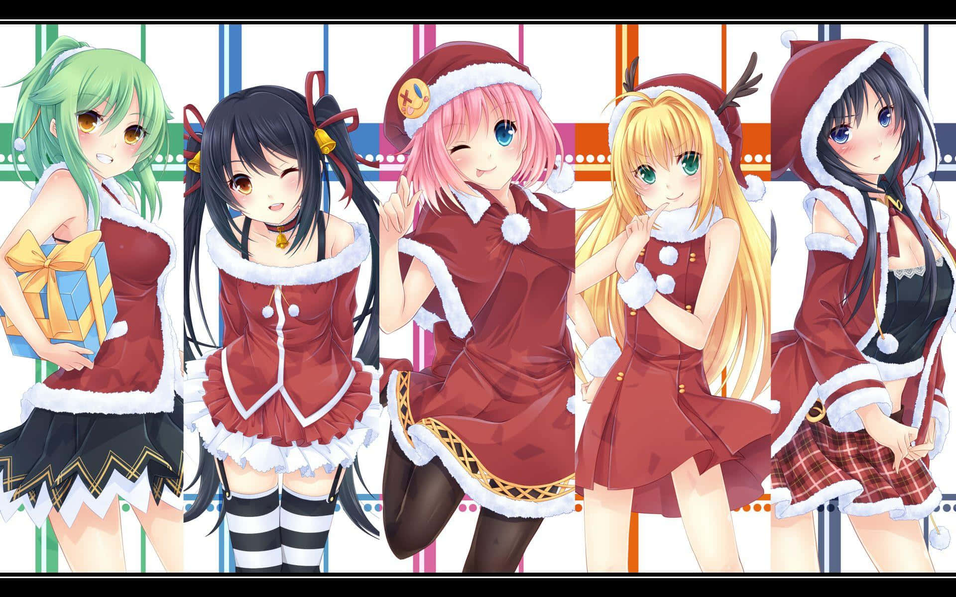 Fondosde Pantalla De Anime Navideños Con Chicas Anime. Fondo de pantalla