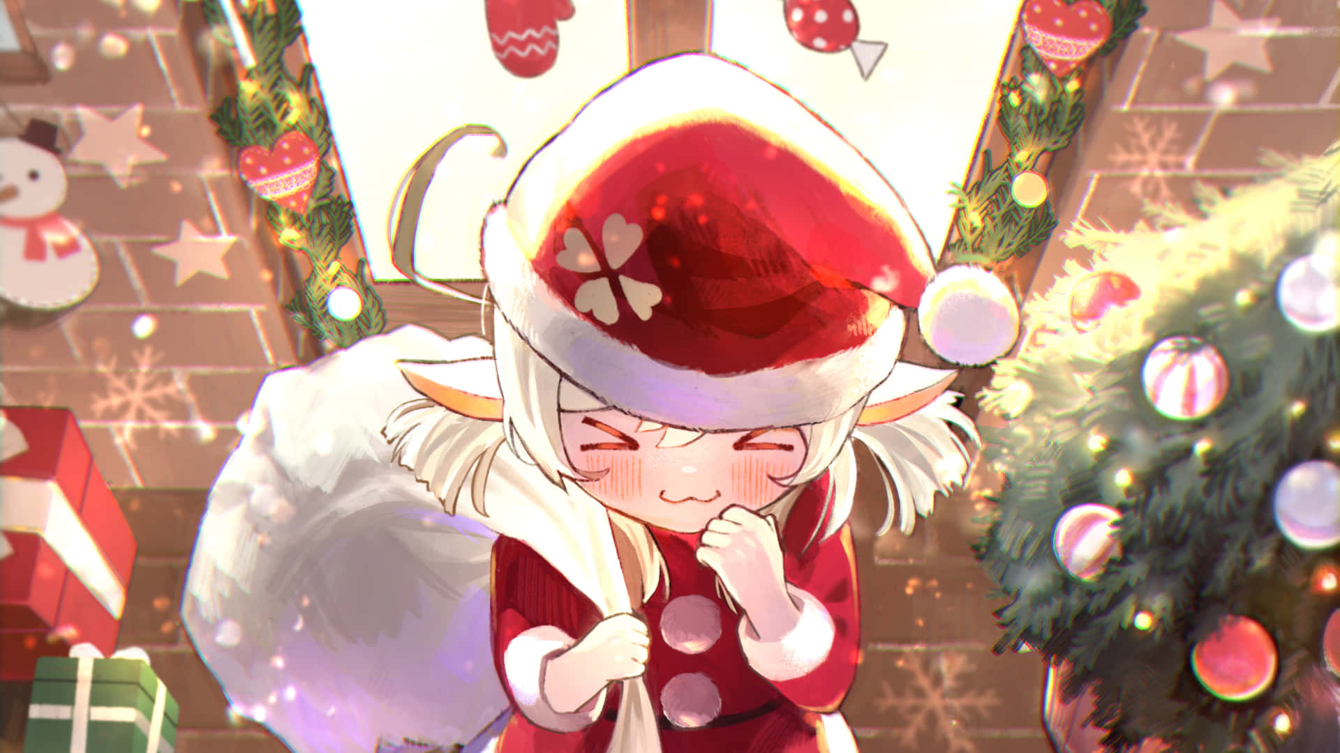 Desktop Wallpaper Christmas, Santa, Anime Girl, Reindeer, Hd Image,  Picture, Background, Df0997