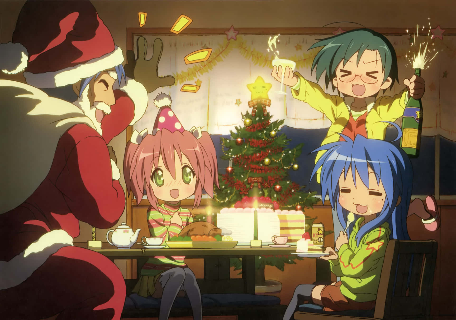 Christmas Anime Pfp Of Lucky Star Characters Wallpaper