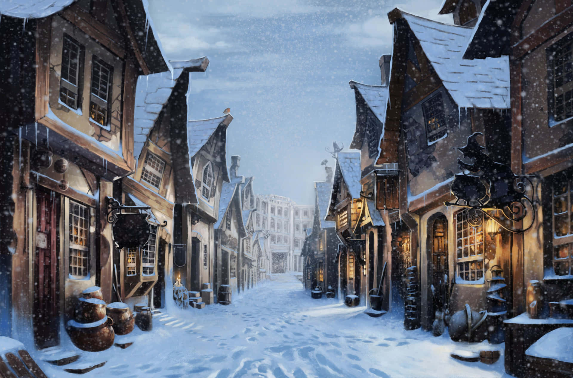 Natalea Hogwarts Con Neve Sfondo