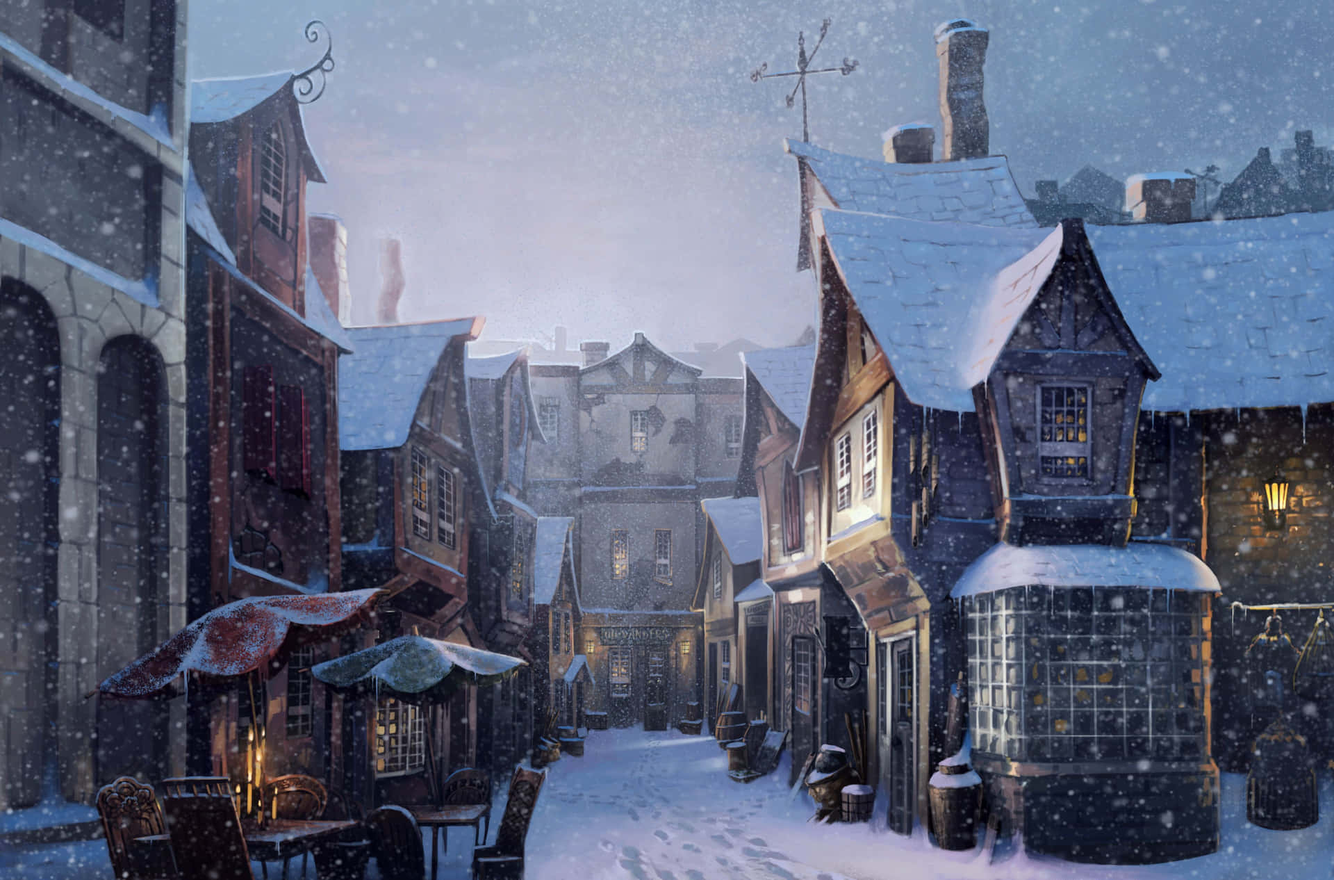 Firaen Magisk Jul På Hogwarts. Wallpaper