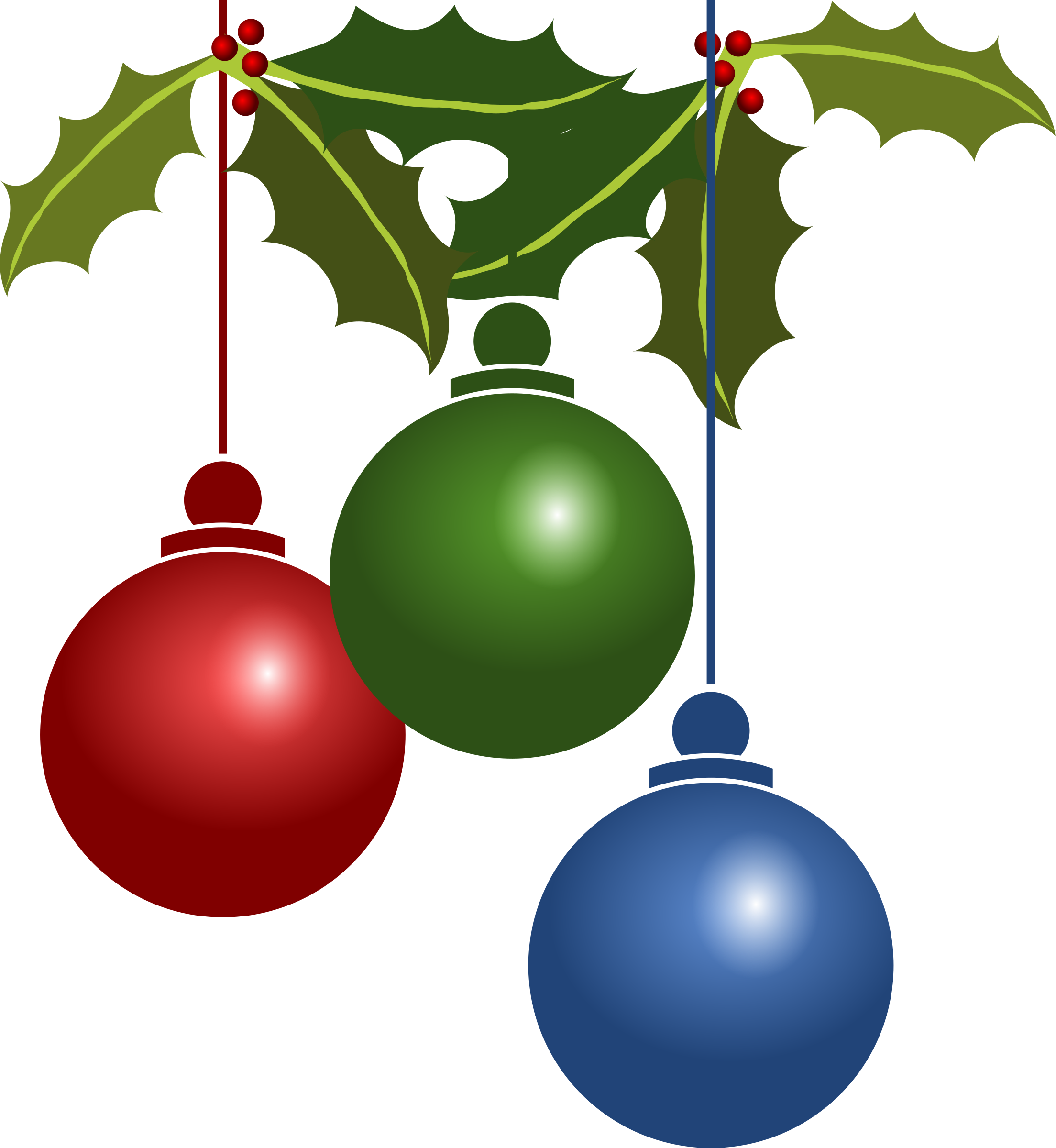 Christmas Baublesand Holly Clipart PNG