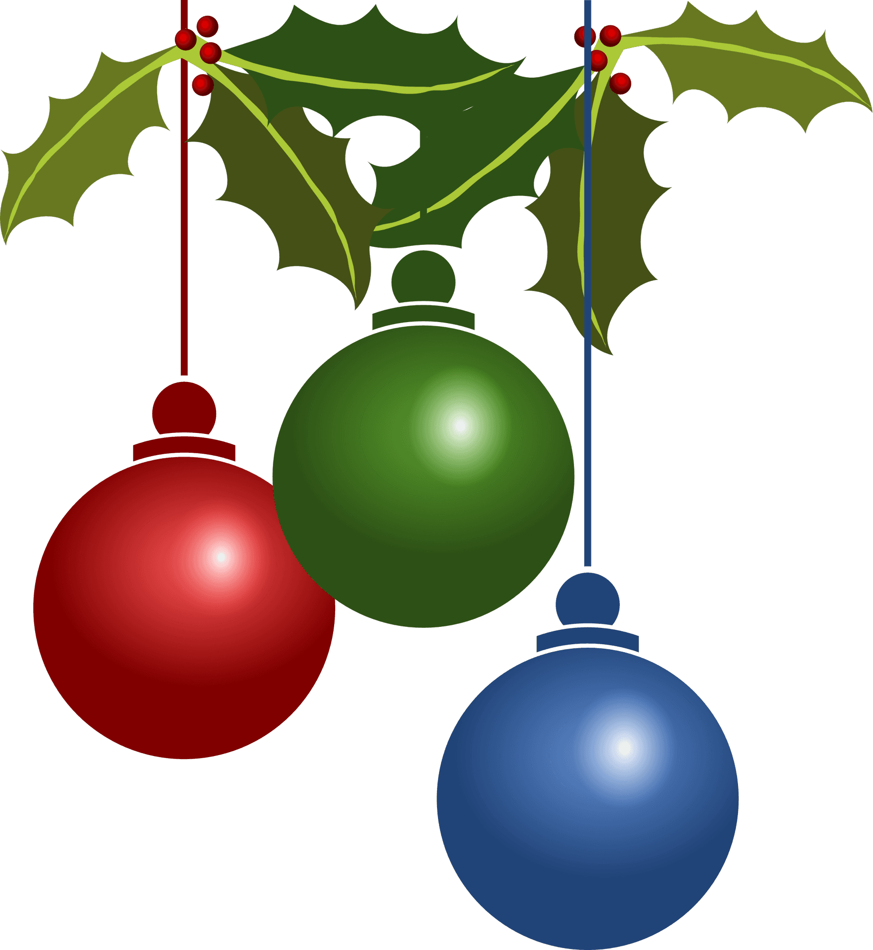 Christmas Baublesand Holly Decoration PNG