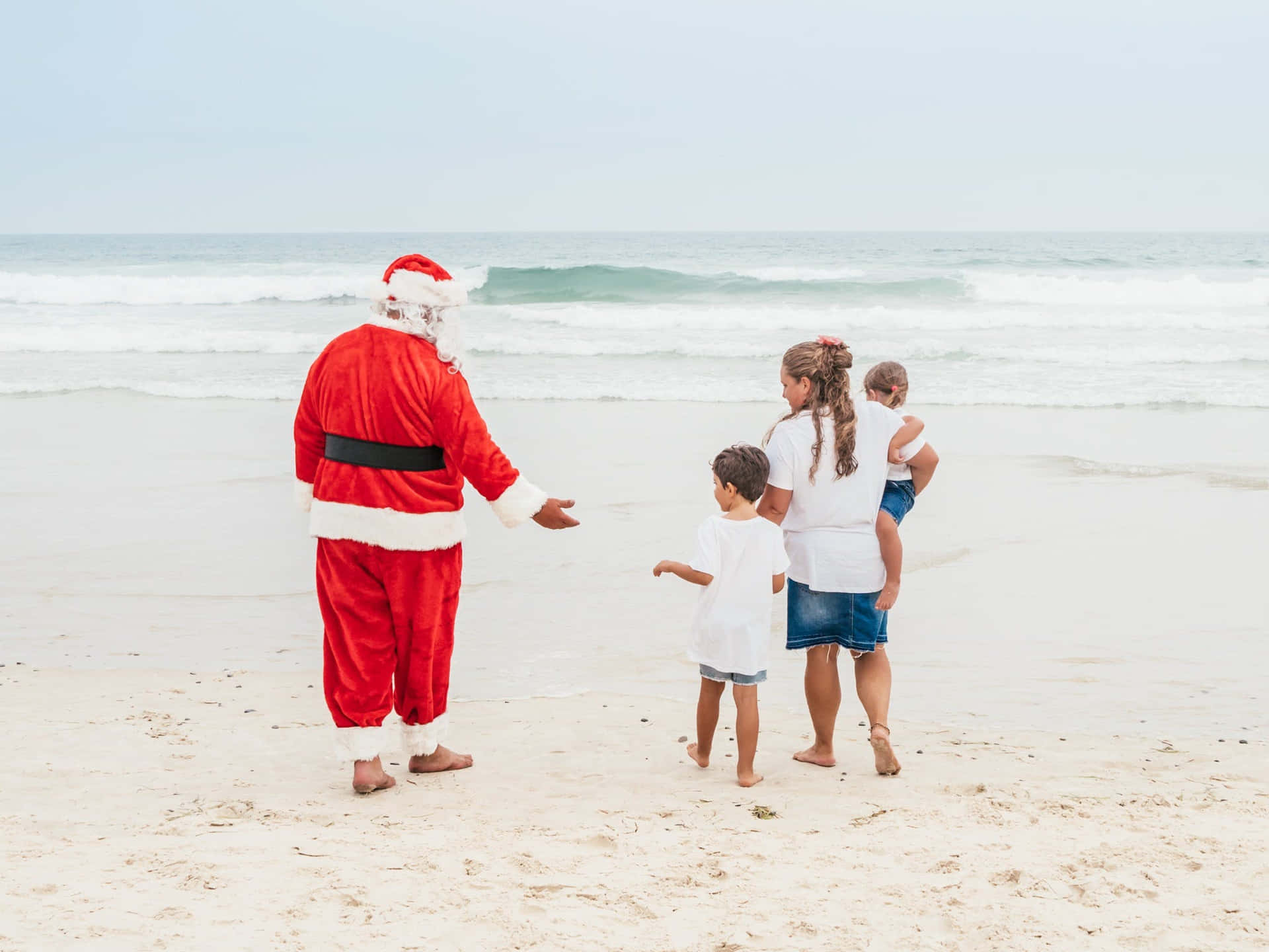 Christmas Santa On Beach Pictures
