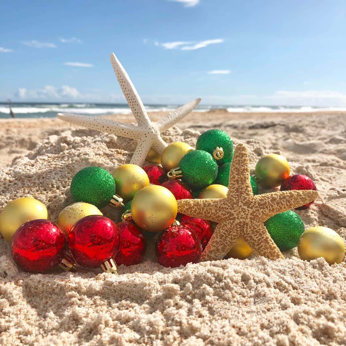 Christmas Balls On Beach Pictures