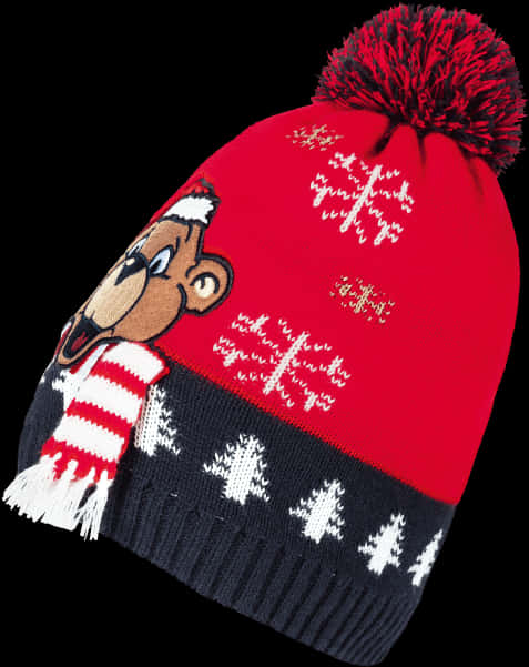 Christmas Beanie With Cartoon Character PNG