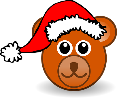 Christmas Bear Cartoon Santa Hat PNG