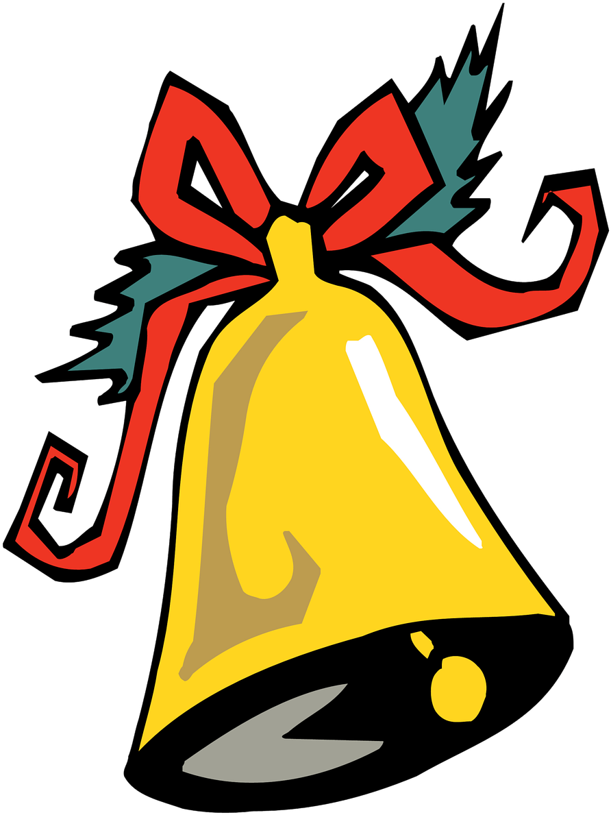 Christmas Bell With Red Ribbon Illustration PNG