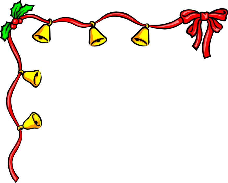 Christmas Bells Border Vector PNG