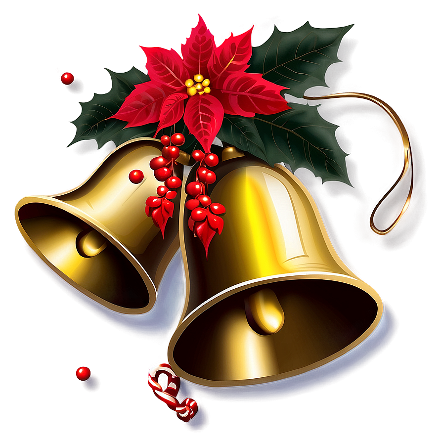 Christmas Bells With Poinsettia Png Bfd PNG