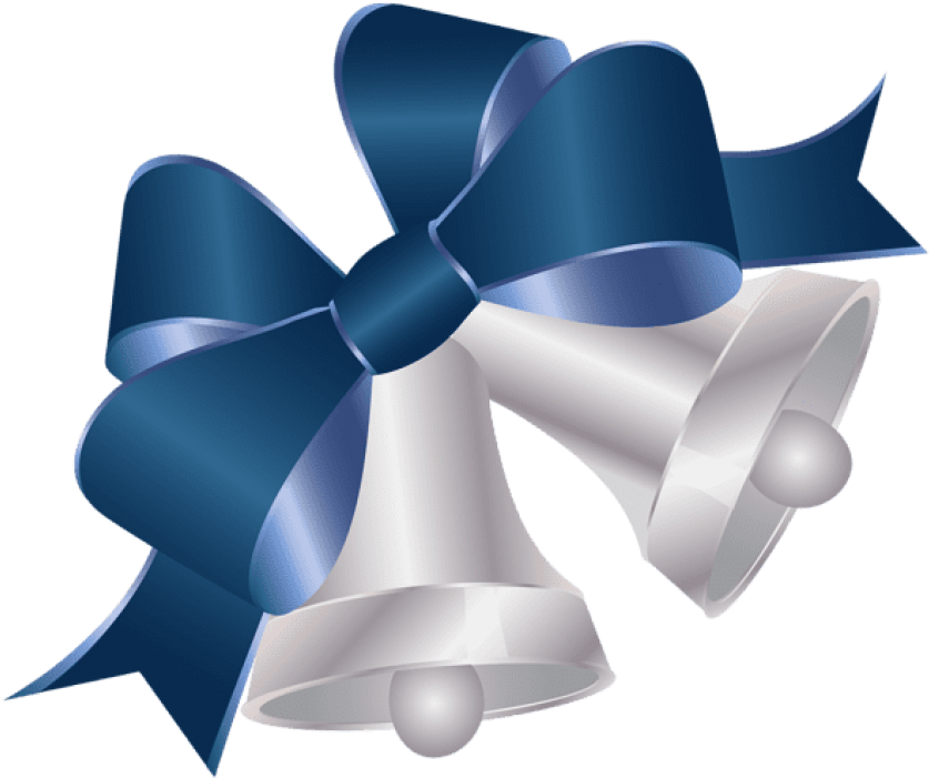 Christmas Bellswith Blue Ribbon PNG