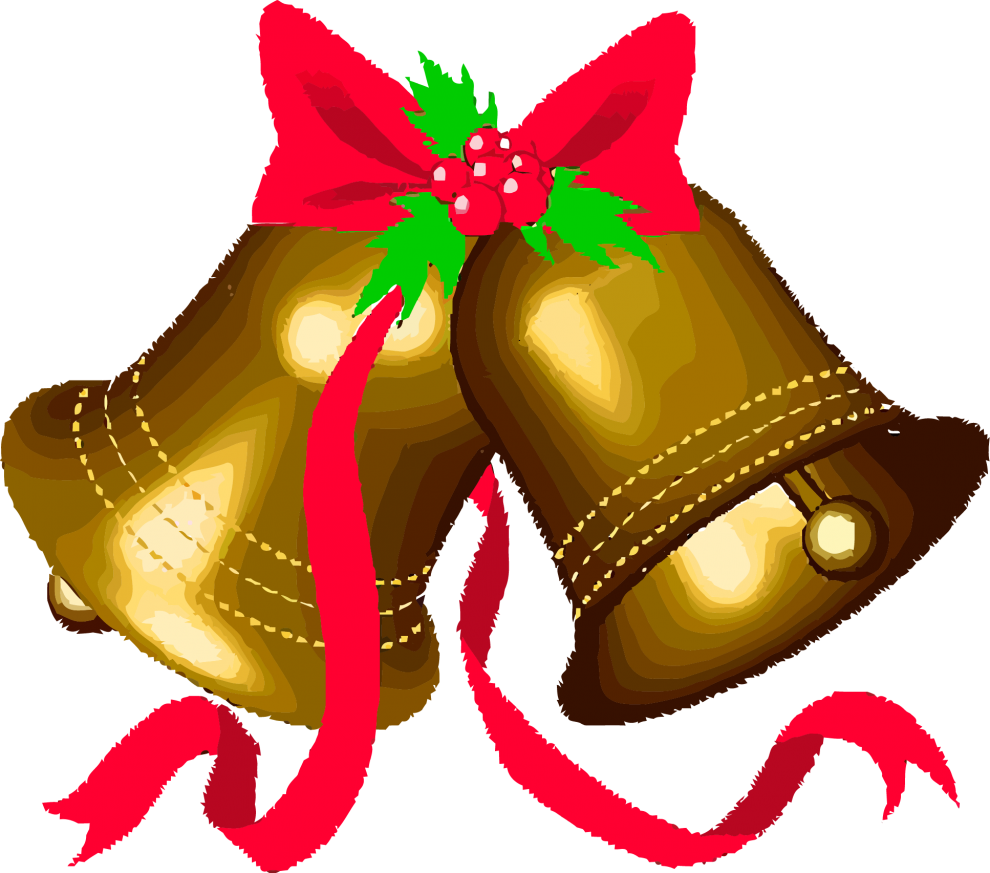 Christmas Bellswith Hollyand Red Ribbon PNG