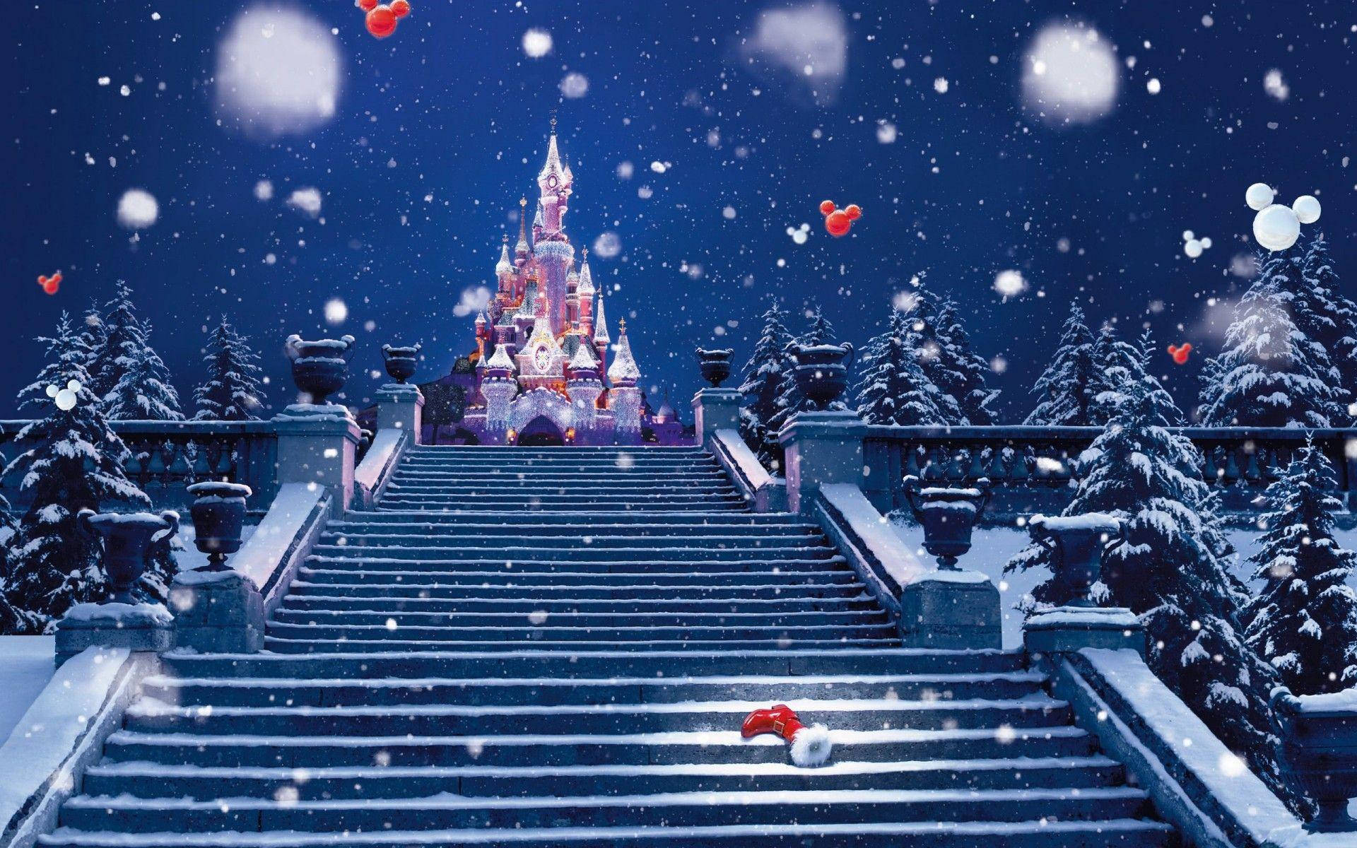 Christmas Boots Disney Castle Wallpaper