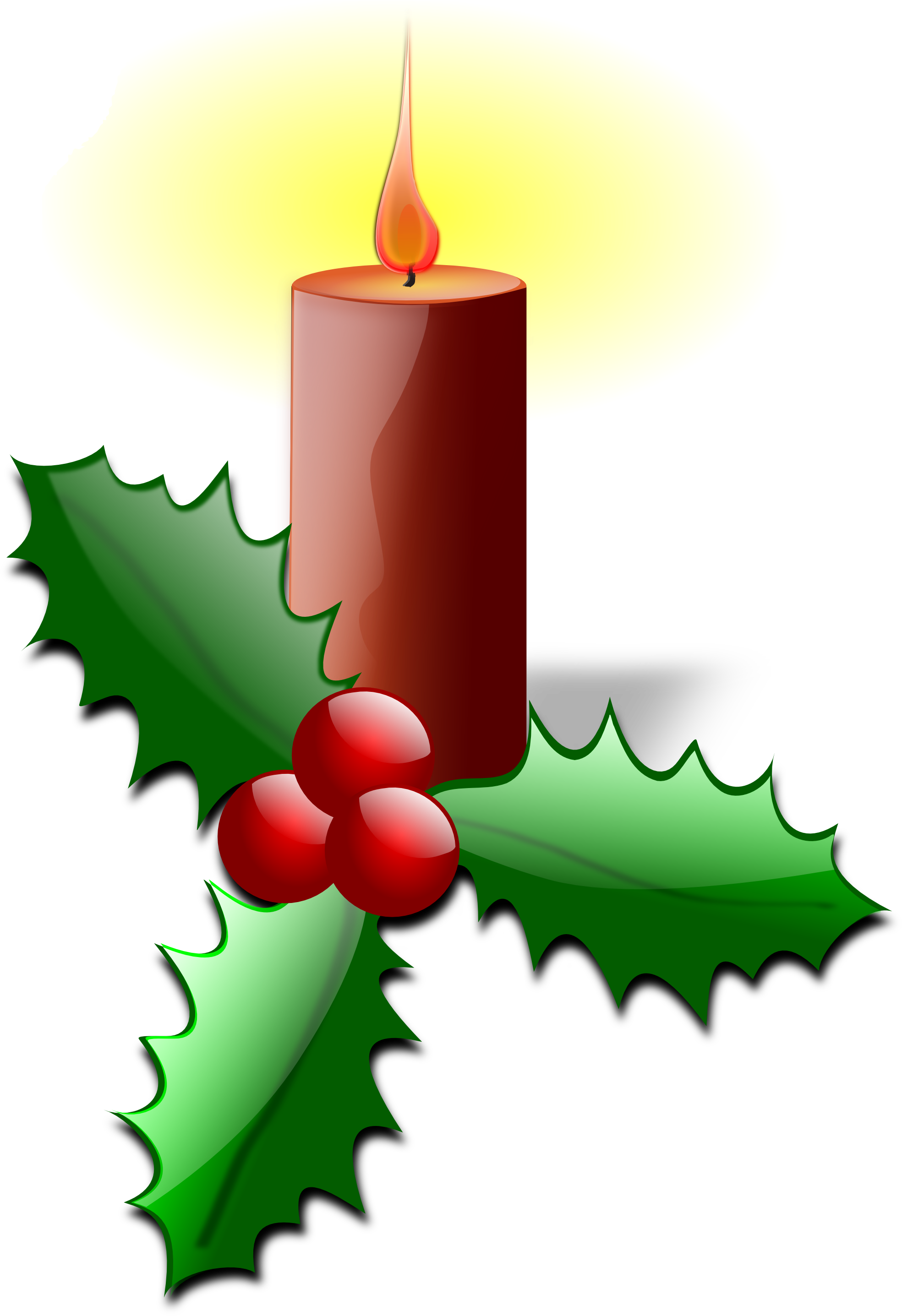 Christmas Candle Holly Clipart PNG