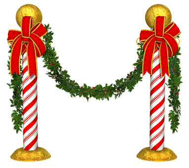 Christmas Candy Cane Pillarswith Garland PNG