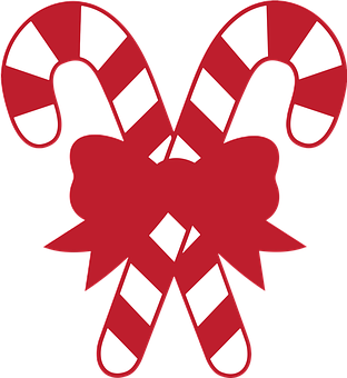 Christmas Candy Canes With Bow PNG