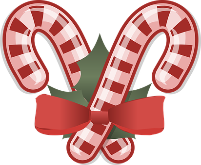 Christmas Candy Caneswith Bow PNG
