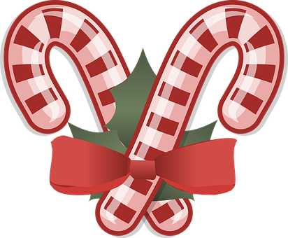 Christmas Candy Caneswith Red Bow PNG