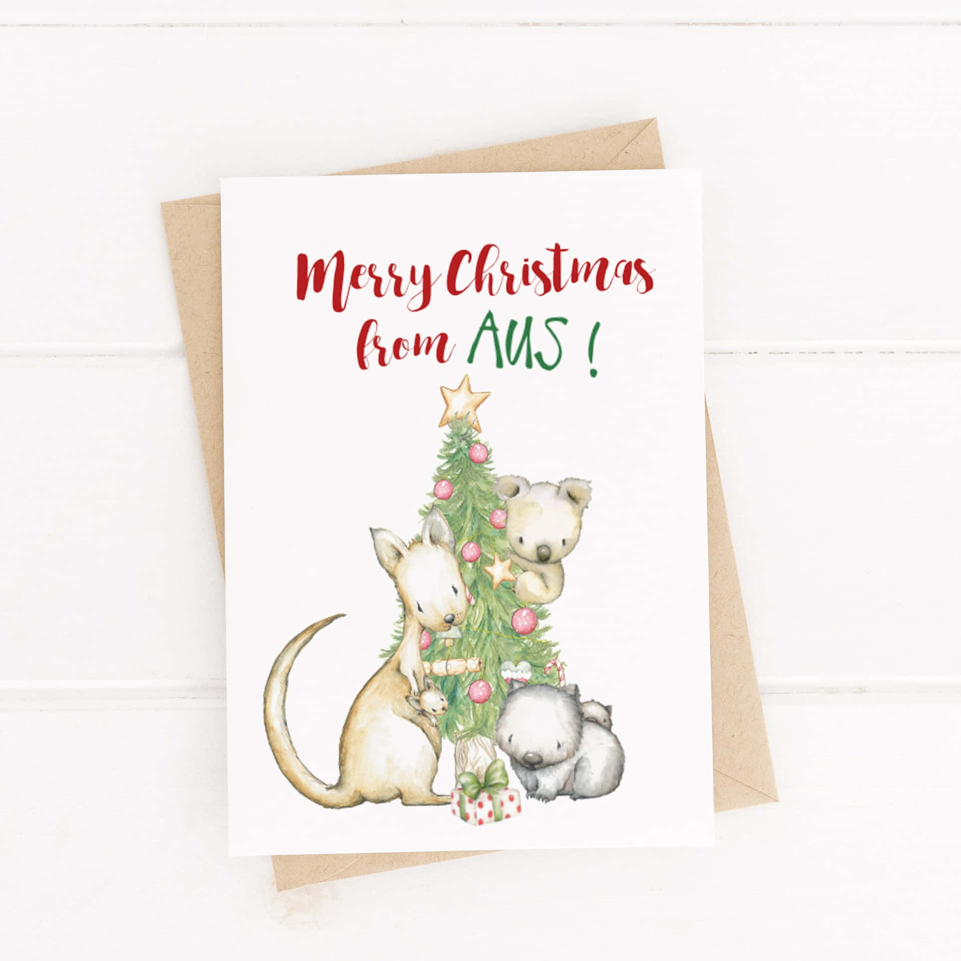 Merry Christmas Card With A Cat And A Dog