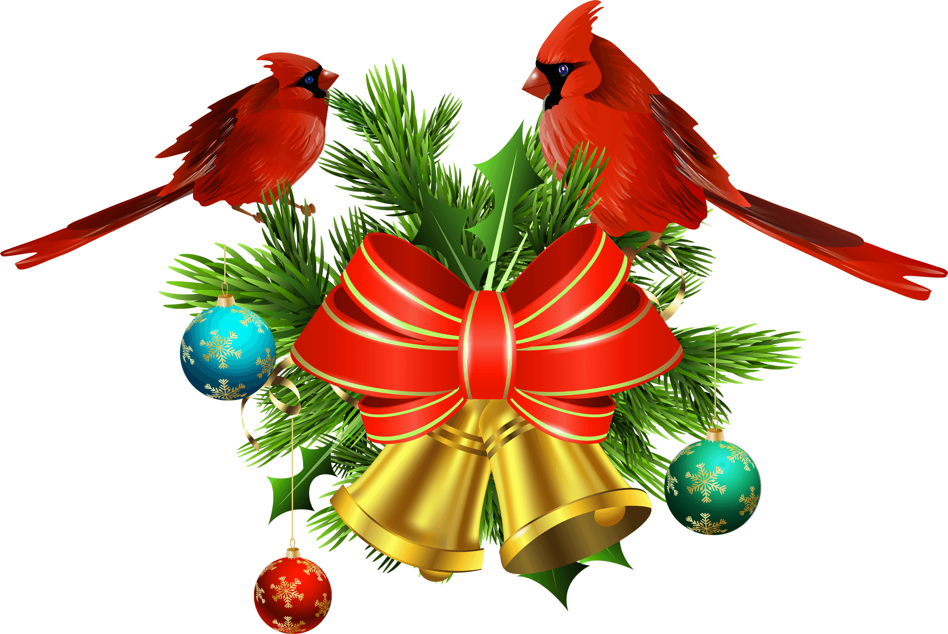 Christmas Cardinals Decoration PNG