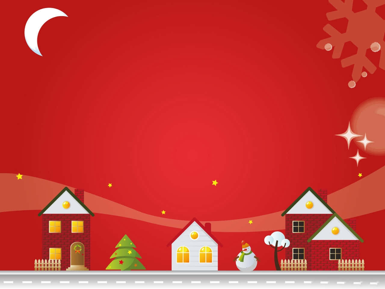 Christmas Cartoon Holiday Red Sky Village Picture