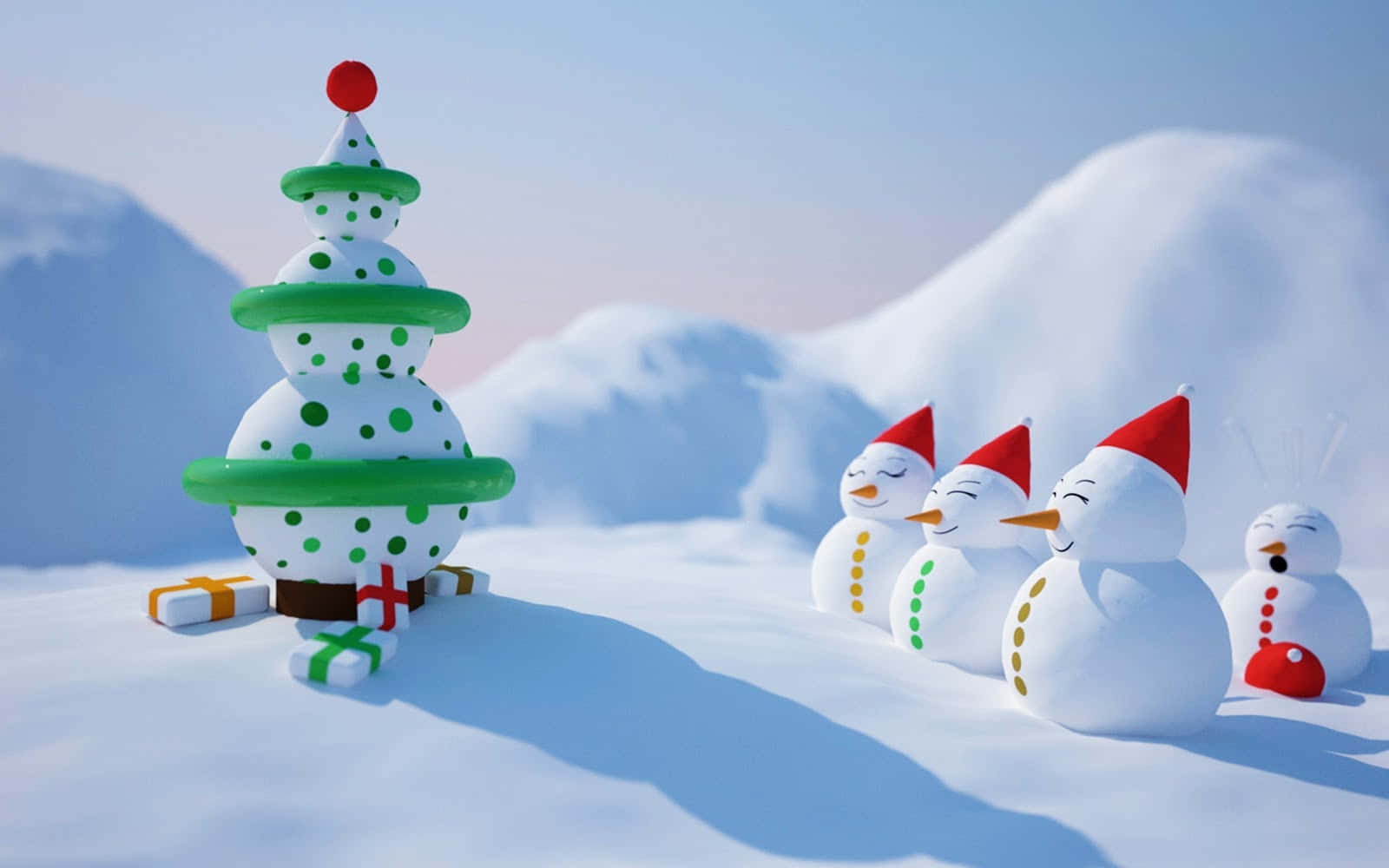 Weihnachtscartoon-schneemann-bild Mit Einem Feiertagsbaum.